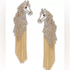 Kate Spade Gold-Tone Pavé Horse Fringe Drop Earrings